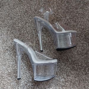 Pleaser Comfort Width Clear Vinyl Heels Passion-708